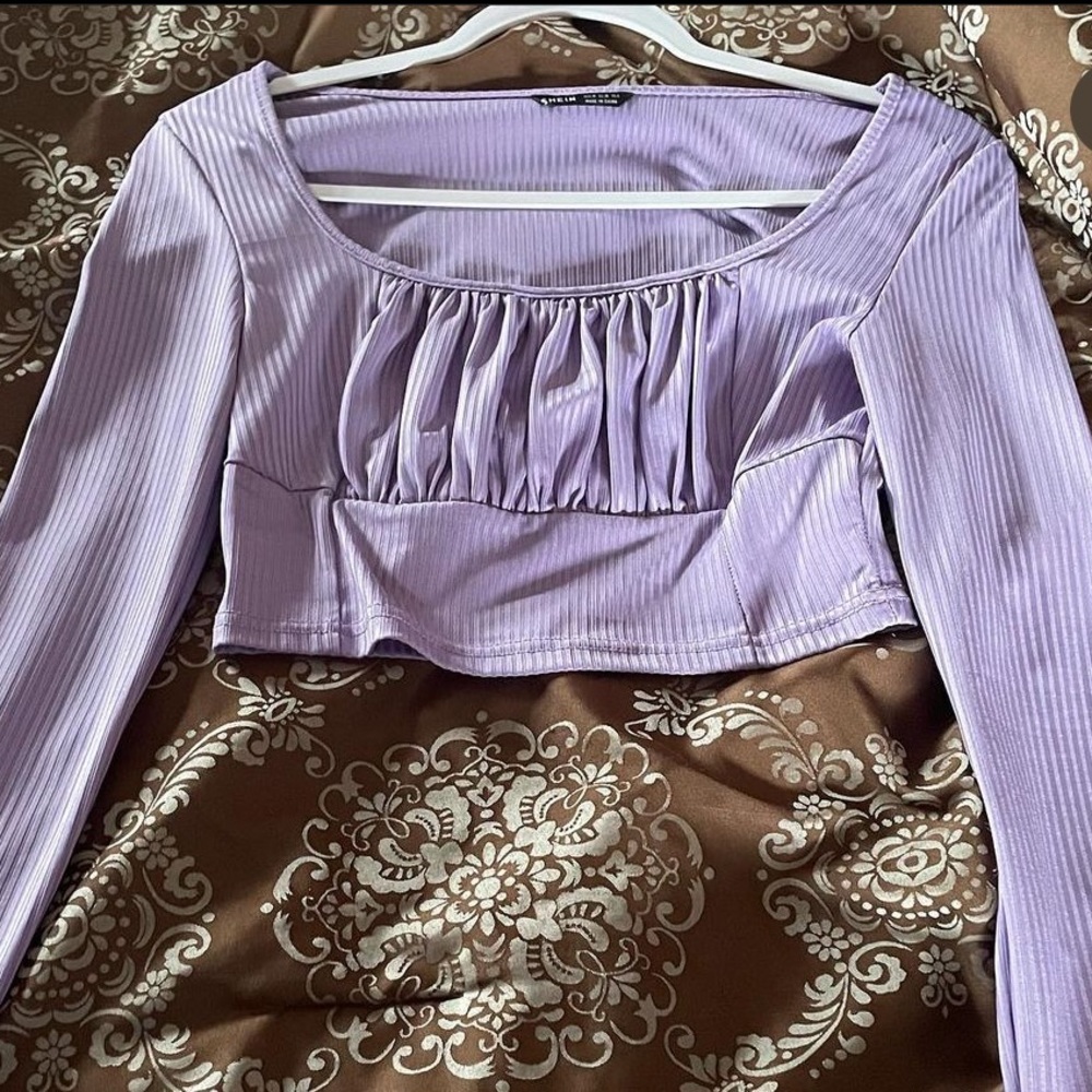 Lilac purple SHEIN long sleeve crop top medium